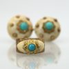 Buccellati 18K Brushed Yellow Gold & Turquoise Ring earrings in background