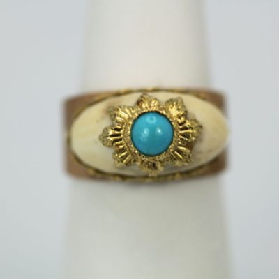 Buccellati 18K Brushed Yellow Gold & Turquoise Ring
