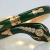 Enamel Snake Bangle Bracelet With Yellow Gold & Diamonds detail