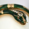 Enamel Snake Bangle Bracelet With Yellow Gold & Diamonds head detail