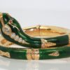 Enamel Snake Bangle Bracelet With Yellow Gold & Diamonds top view