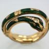 Enamel Snake Bangle Bracelet With Yellow Gold & Diamonds standing