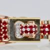 Vintage Retro Swiss Ruby Diamond Ladies Flip Top Watch - detail