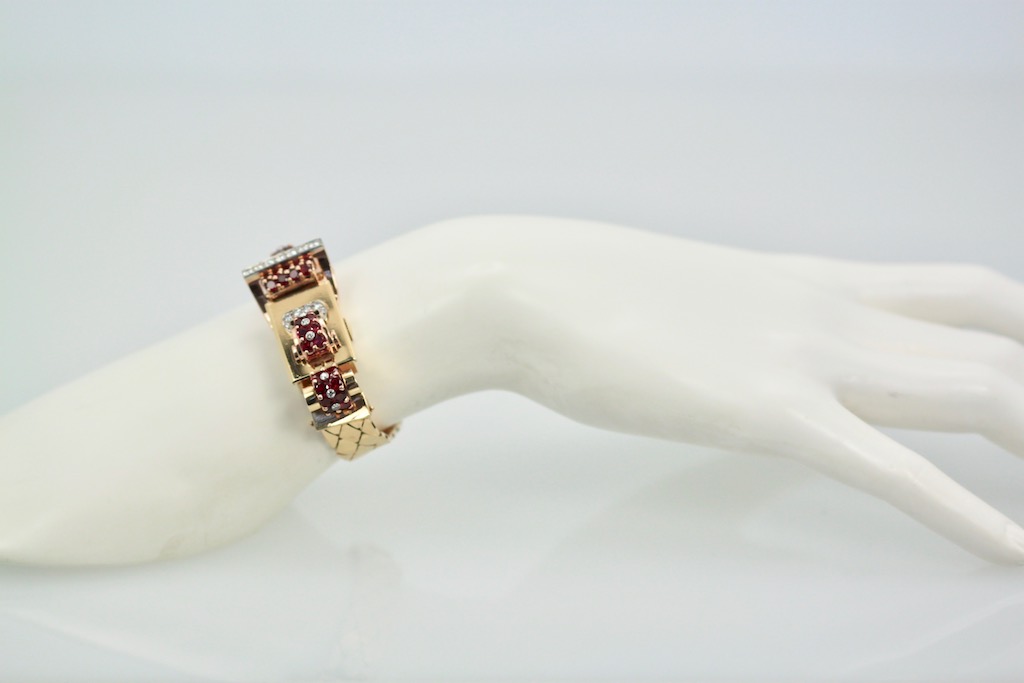 Vintage Retro Swiss Ruby Diamond Ladies Flip Top Watch – model wrist #2