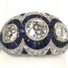 Deco Platinum Sapphire Diamond Ring - close up