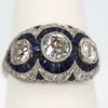 1920's Platinum Sapphire Diamond Ring - detail