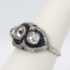 Deco Platinum Sapphire Diamond Ring - side