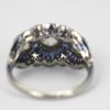 Deco Platinum Sapphire Diamond Ring - back