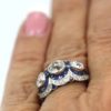 Deco Platinum Sapphire Diamond Ring - up angle