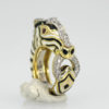 David Webb Diamonds & Rubies Zebra Ring - close up on stand