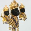 Antique Blackamoor 18K Yellow Gold Brooch And Earrings Covered In Sapphires Circa 1890 side