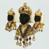 Antique Blackamoor 18K Yellow Gold Brooch And Earrings Covered In Sapphires Circa 1890 angle