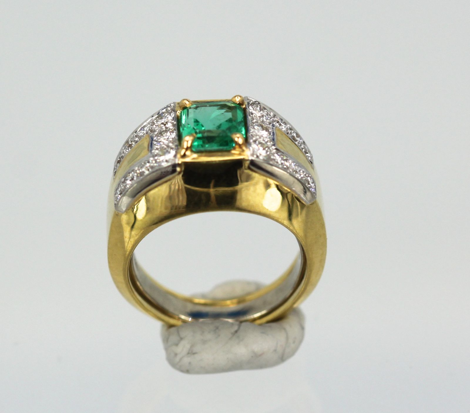 David Webb Emerald Diamond Ring bottom angle