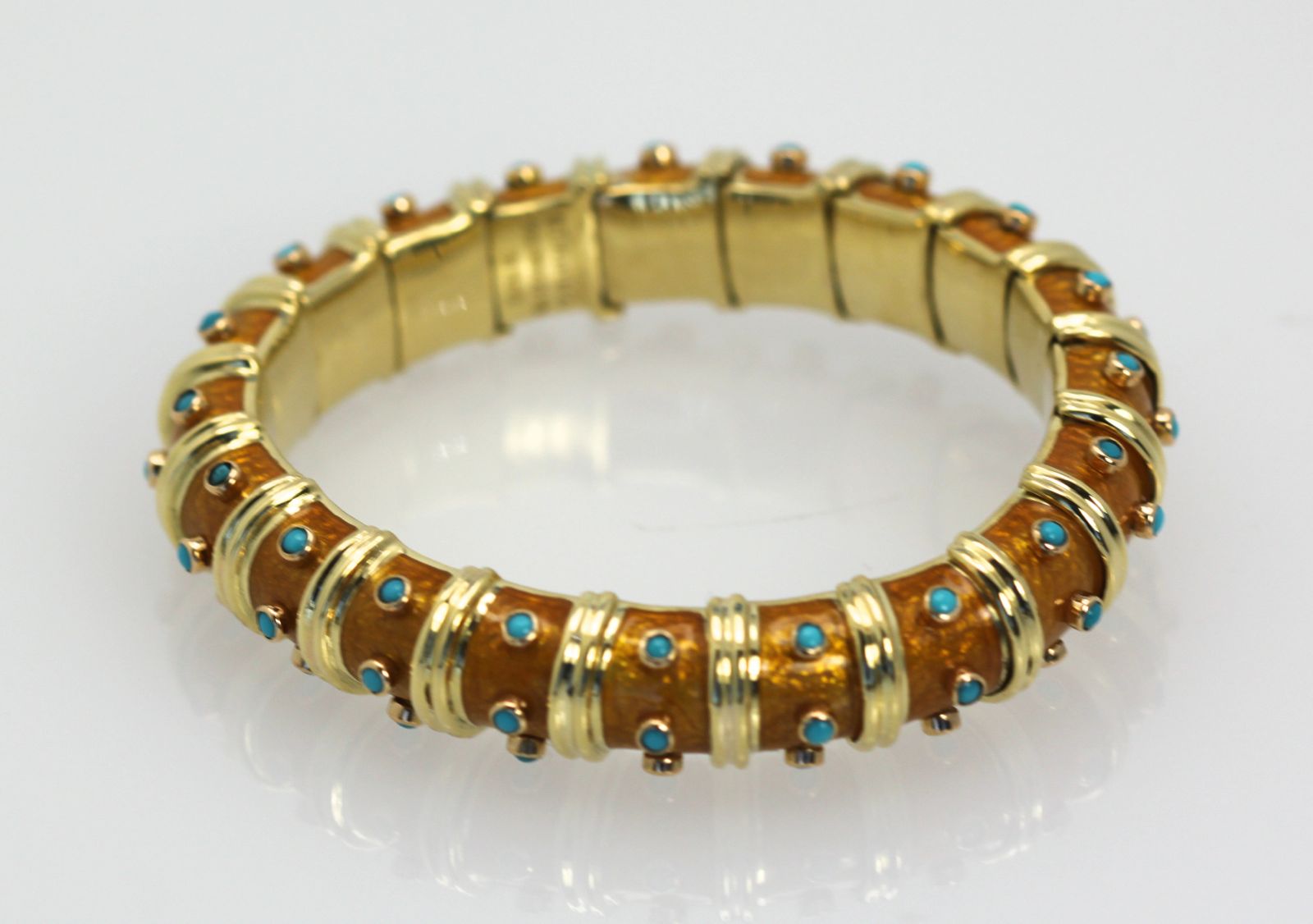 tTiffany & Co. Schlumberger Copper Enamel and Turquoise Narrow Bracelet Iconic