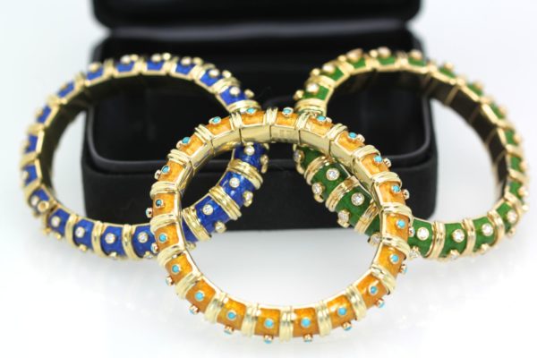 Tiffany & Co. Schlumberger Copper Enamel and Turquoise Narrow Bracelet Iconic group