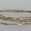 Vintage 14K Yellow Gold Bar and link Chain with 1.38 Carats of Diamonds stones