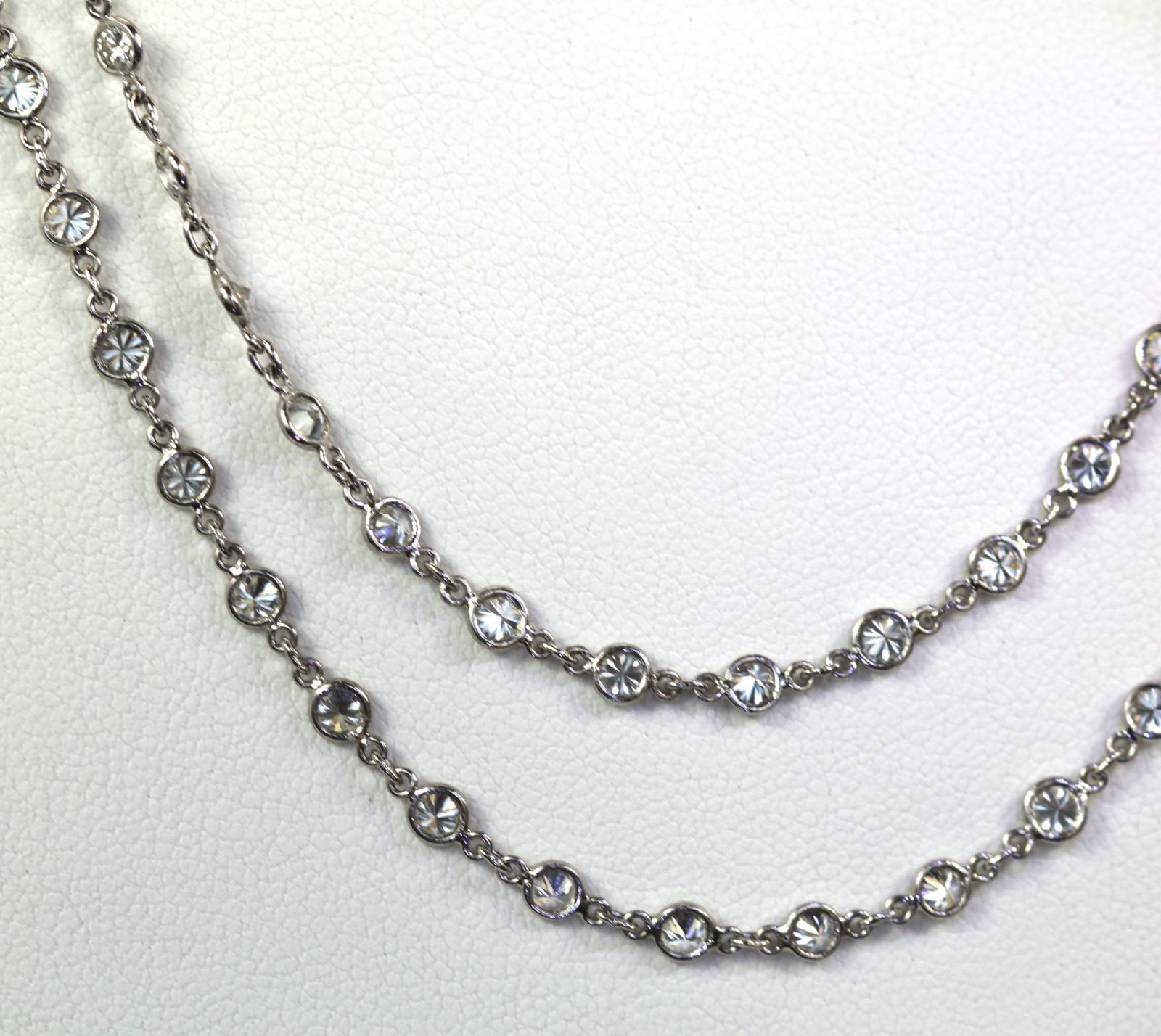 Diamond Platinum Eternity Necklace 40″ Long 7.05 Carats F & VS draped