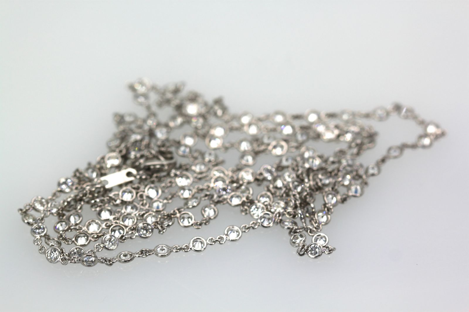 Diamond Platinum Eternity Necklace 40″ Long 7.05 Carats F & VS detail