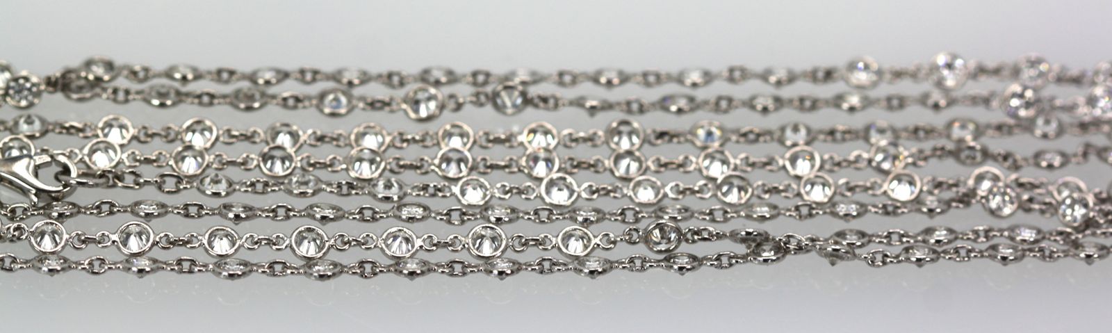 Diamond Platinum Eternity Necklace 40″ Long 7.05 Carats F & VS strands