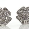 Vintage Platinum Diamond Rose Earrings early 20th Century Italy 3.00 Carats front and back