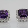 Deep Purple Amethyst & Diamond 10 TCW Earrings 18K White Gold #7