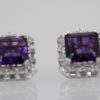 ADeep Purple Amethyst & Diamond 10 TCW Earrings 18K White Gold detail