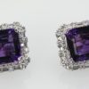 Deep Purple Amethyst & Diamond 10 TCW Earrings 18K White Gold view