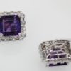 Deep Purple Amethyst & Diamond 10 TCW Earrings 18K White Gold back