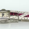 Diamond Ruby Platinum Bracelet Watch - up angle