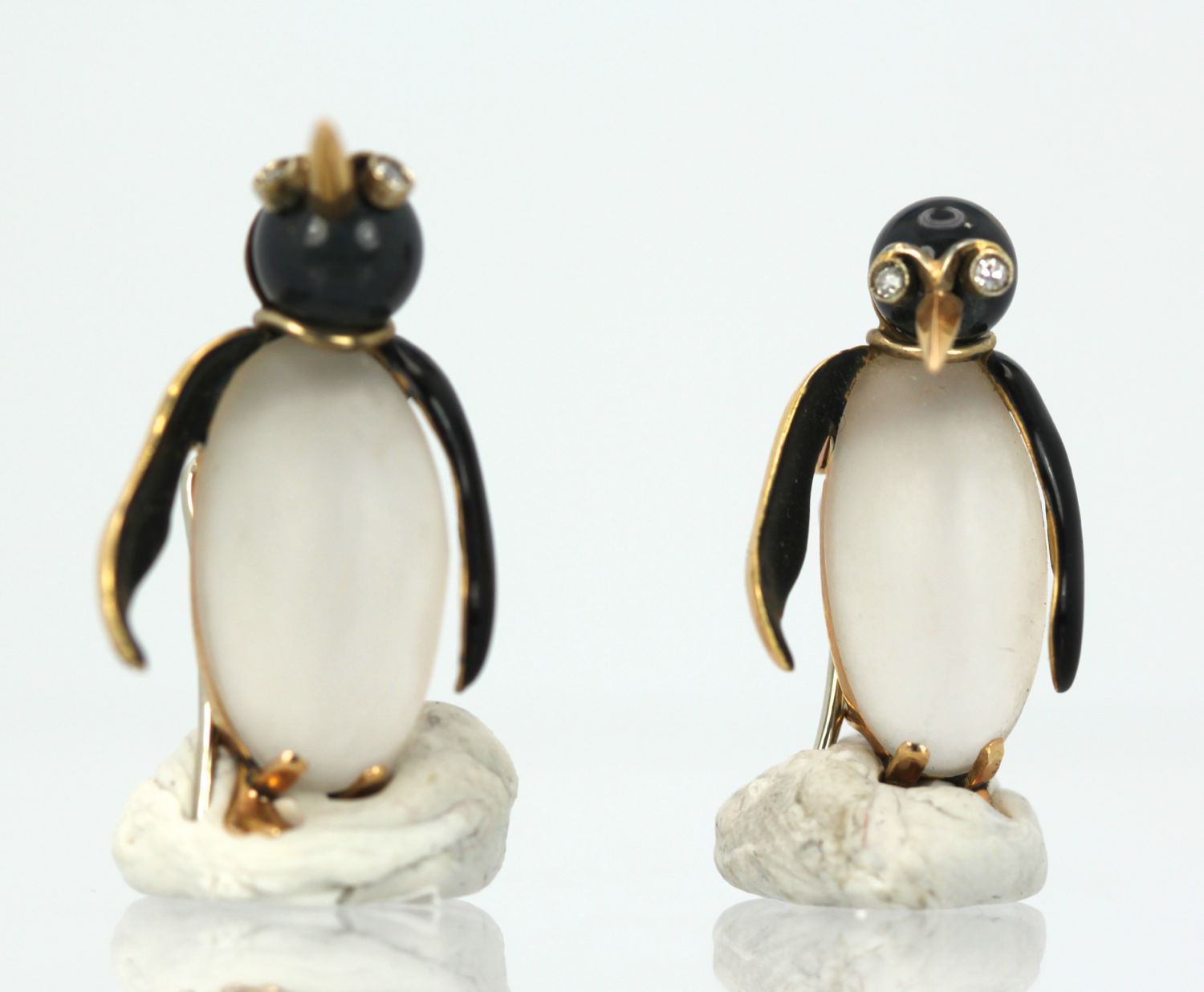 Fasano Gold Moonstone Enamel Penguins – set