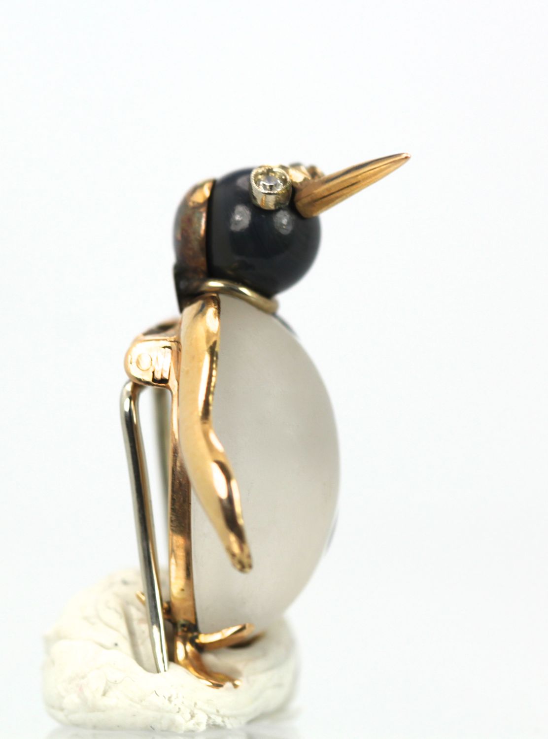 Fasano Gold Moonstone Enamel Penguins – right side