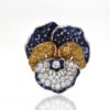 Oscar Heyman Sapphire Diamond Pansy Brooch 18 Karat #10