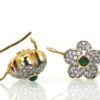 Diamond Emerald Earrings 18K Gold side and front #2