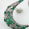 Emerald Diamond Crescent Brooch 14K #6