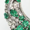 Emerald Diamond Crescent Brooch 14K detail