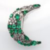 Emerald Diamond Crescent Brooch 14K back #10