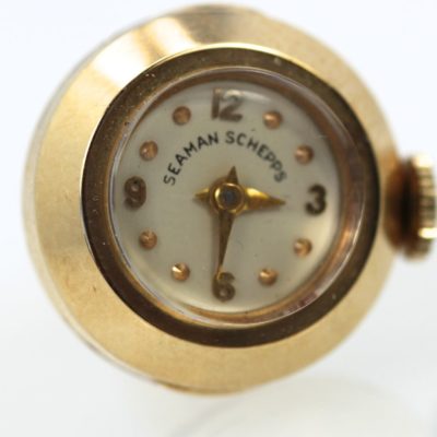 Seaman Schepps 14 Karat Cufflinks with Watch close up #2