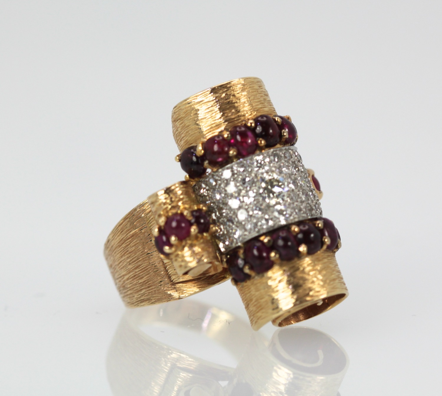 1930’s Ruby Cabochon 14K Platinum Diamond Ring – right side #2