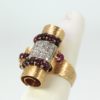 1930's Ruby Cabochon 14K Platinum Diamond Ring - on finger #2