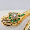 Vintage 18K Emerald Diamond Head Triple Wrap Snake Serpent Bracelet top head