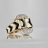David Webb Zebra Stripe Buckle Diamond Gold Ring - back angle