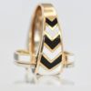 David Webb Zebra Stripe Buckle Diamond Gold Ring - left side down