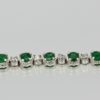 Emerald Diamond 18 Karat White Gold Bracelet 4.20 Carat Diamonds and Emeralds close up