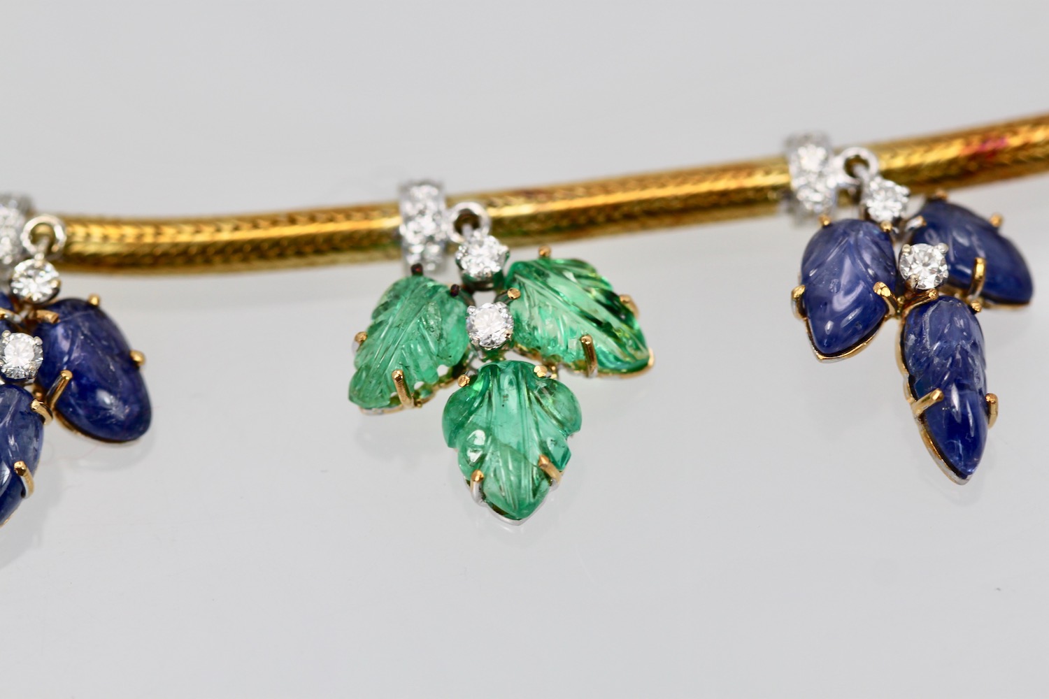 Tutti Frutti Necklace Diamonds Carved Emeralds, Rubies, Sapphires 18K Gold #5