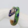 Enamel Articulated Snake Serpent Bracelet Diamond Head 18K #7