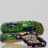 Enamel Articulated Snake Serpent Bracelet Diamond Head 18K #9