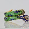 Enamel Articulated Snake Serpent Bracelet Diamond Head 18K #5