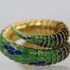 Enamel Articulated Snake Serpent Bracelet Diamond Head 18K #3