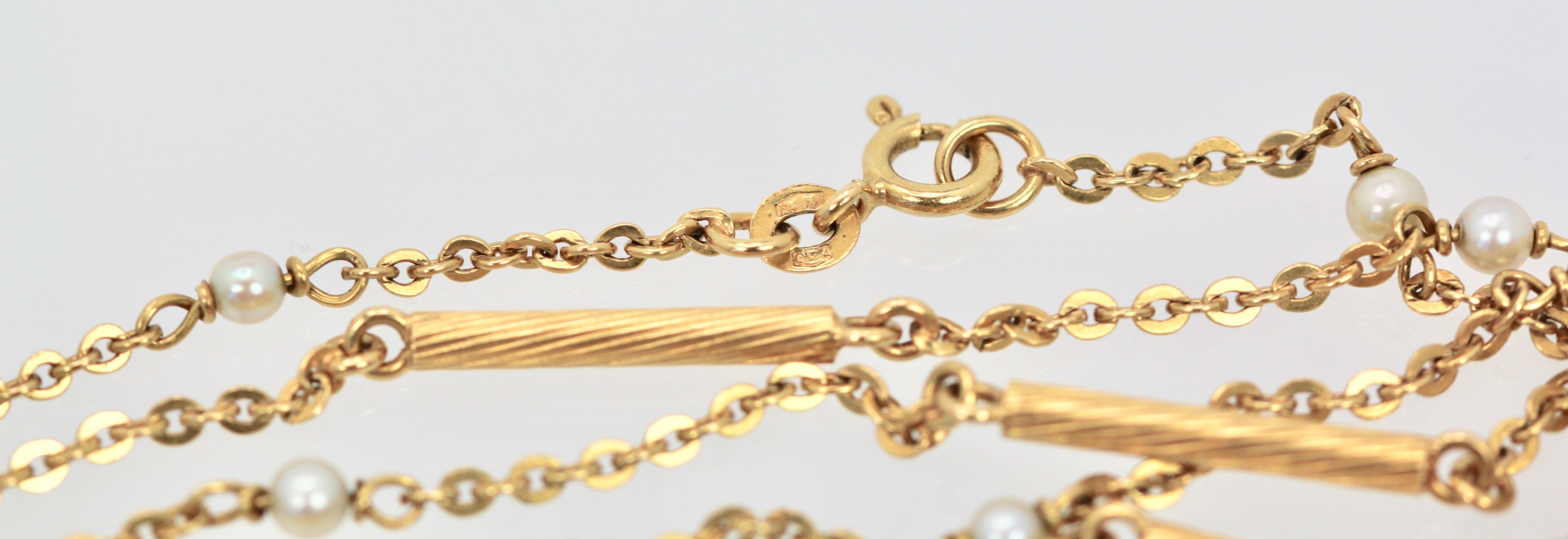 Seed Pearl Chain Extra Long 32″ 18K Yellow Gold #4