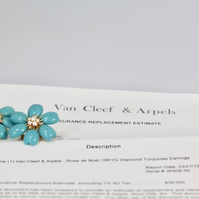 Van Cleef and Arpels Rose de Noel Turquoise Earrings #2